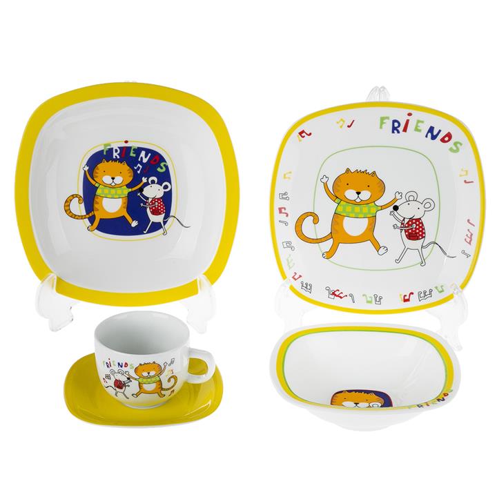 سرویس غذا خوری 5 پارچه کودک چینی زرین ایران سری ایتالیا اف مدل Friends درجه یک Zarin Iran Italia F Friends 5 Pieces Porcelain Children Dinnerware Set High Grade